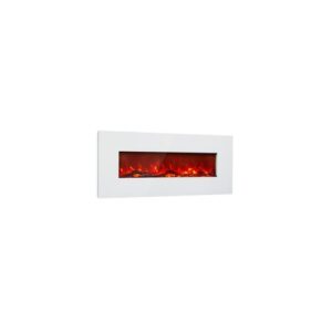 Lausanne Long Elektrischer Kamin 1600W 2 Heizstufen 128 cm Weiß