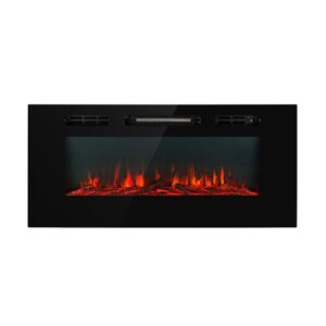 Galeras Elektrischer Wand- und Einbaukamin 1800 W LED 3 Farben Timer Schwarz 102x47x13_cm