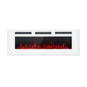 Galeras Elektrischer Wand- und Einbaukamin 1800 W LED 3 Farben Timer Weiß 127x47x13_cm