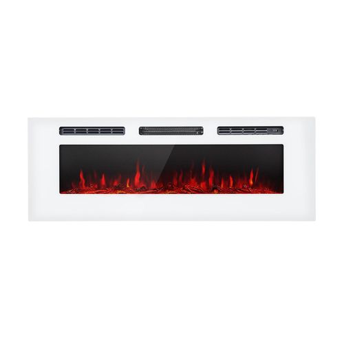 Galeras Elektrischer Wand- und Einbaukamin 1800 W LED 3 Farben Timer Weiß 127x47x13_cm